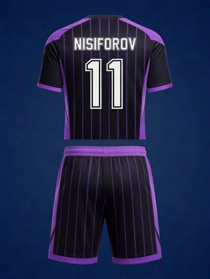 Черно-фиолетовая домашняя форма FC SANJIK сзади