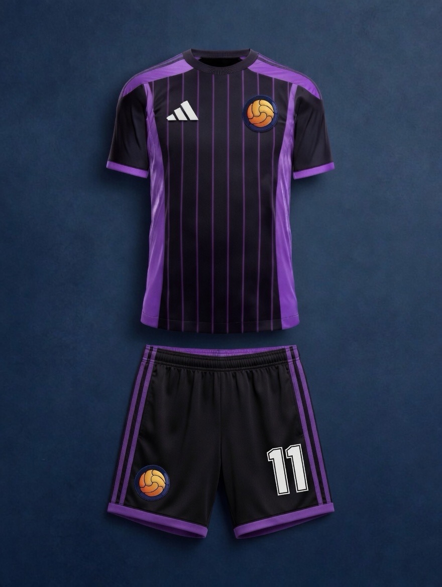 Черно-фиолетовая домашняя форма FC SANJIK спереди