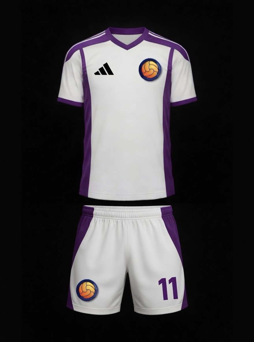 Бело-фиолетовая гостевая форма FC SANJIK спереди